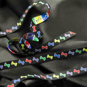 Rainbow Bones Jacquard Band 16mm Regenknochen 13m "Rainbones" Hunde, Welpe, Halsband, Leine Webbordüre
