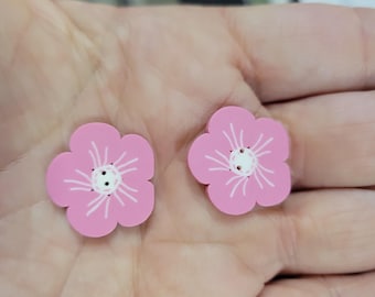 2 x Blomknapp Rosa 23 mm 2-håls Designerknapp
