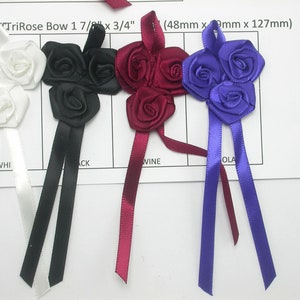 Bows with Roses Measure 1 7/8&quot; (48mm) x 5&quot; (127mm) pack of 6