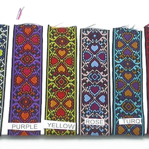 Jacquardband 25mm Herzen & Kleeblatt 10 Farben!