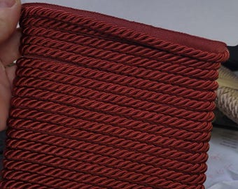 5 yards 1/4" Cord Cranberry Cordedge on 5/8" Lip (16mm) High End  Rayon