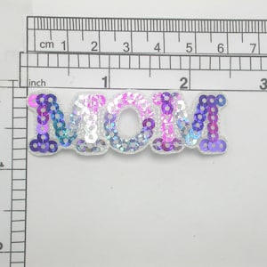 Mom Sequin Word Patch Word Iron On Applique 3/4&quot; x 2 1/2&quot;
