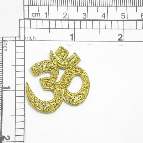 OM Aum Hindu Symbol Metallic Gold  Iron on Applique 1 5/16" high 33mm