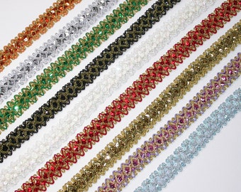Sequin Braid 7/8" (23mm) Lots of Colors High Quality Pageant Party - Priced Per Yard