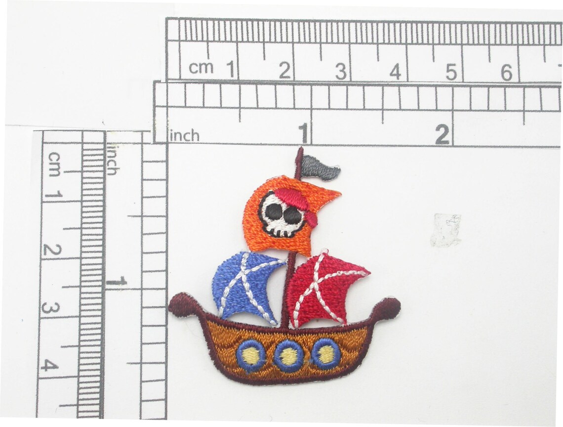Pirate Ship Patch Iron on Embroidered Applique 1 5/8 X 1 - Etsy