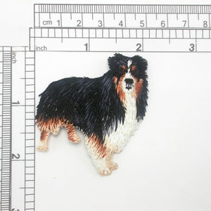 Australian Sheep Dog Patch Iron On Applique   Fully Embroidered with Rayon Threads  Measures 2 1/4&quot; high x 2&quot; wide approximately