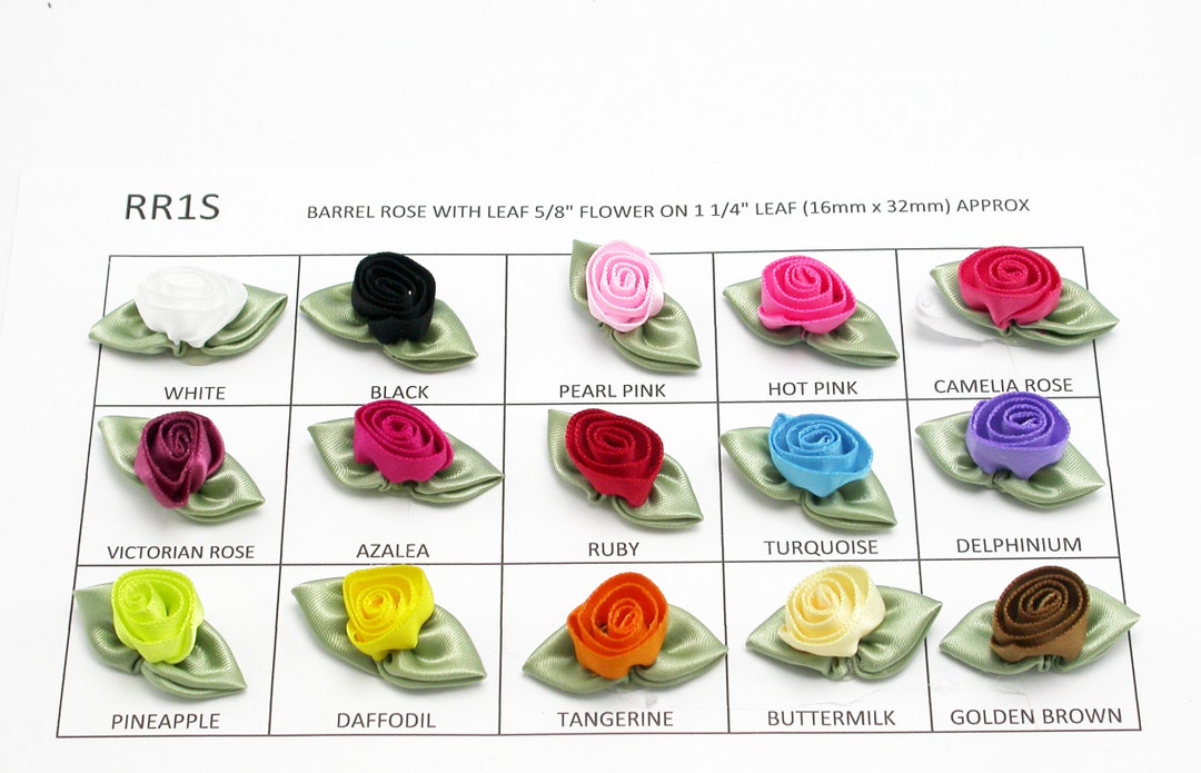 Light Green Ribbon Roses Ribbon Roses With Spring Moss Green Leaf โ Barrel Swirl, 20 Pack - Etsy