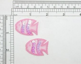 Pink Sequin Fish Iron On Applique - 2 Pack