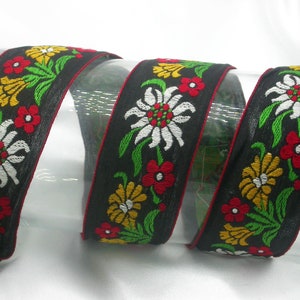 Vintage Baumwoll-Jacquard-Webband 38 mm Edelweiss