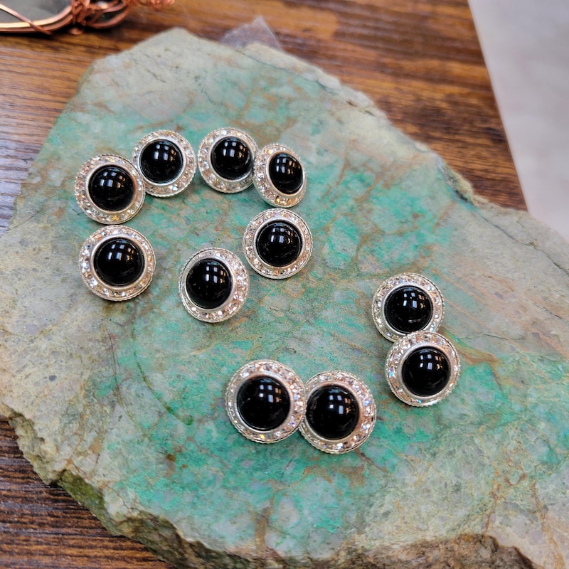 Black Rhinestones Button - Etsy