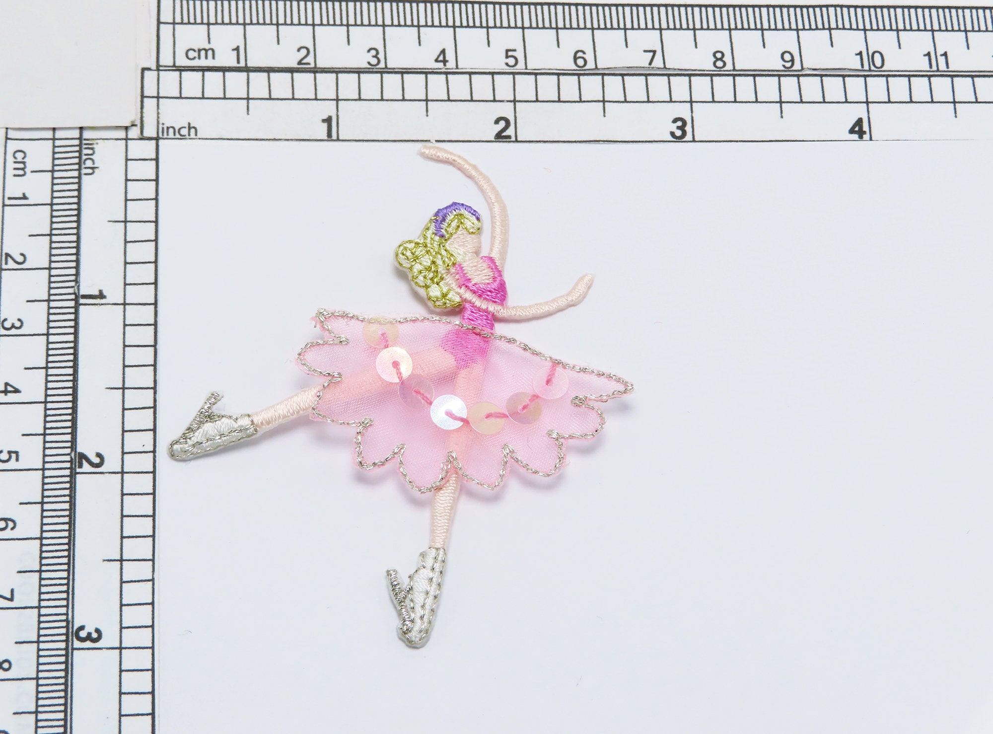 Toppa Applique Ballerina Con Perline E Ricamo - Distintivo Scintillante 3-1/8 - Foto 2