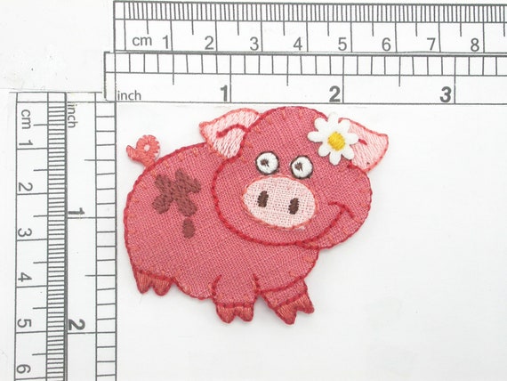 Écusson Brodé Cochon Rose Ambulant, écusson Bébé Cochon, écusson Thermocollant, Brodé, Bords Brûlés, Applique - France
