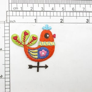 Rooster Weather Vane Iron On Patch Applique  Fully Embroidered  Measures 1 9/16" across x 1 3/4" high