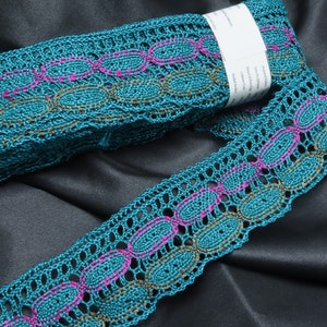 Crochet Lace 1 7/8&quot; 48mm Polyester Cluny sewing trim Teal sewing crafts bobbin machine Per Yard