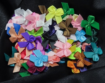 Mini Ribbon Bows Measure 5/8&quot; (16mm) x 5/8&quot; (16mm) approx pack of 25 or 100 NEW COLORS!