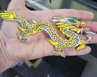 Dragon Patch Chinese Iron On Embroidered Applique 3" x 7"