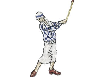 Classic Lady Golf Swing Iron on Applique ricamata alla moda degli anni venti