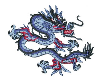 Dragon Patch Iron On Embroidered Applique 4 1/8" across x 3 1/4"