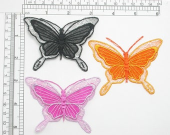 Lace Butterfly Embroidered Applique - Sheer Iron On Patch