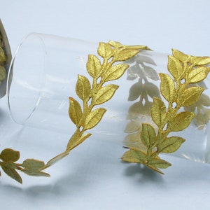 Ferro sul bordo con foglie di alloro ricamate 38 mm 1 1/2" Ferro in argento o oro su STOCK USA