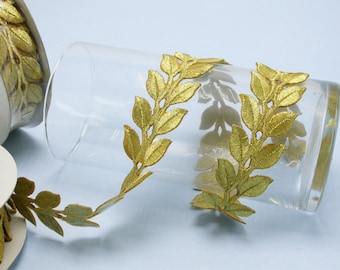 Iron On Border Laurel Leaves Embroidered 38mm 1 1/2" Silver or Gold Iron on US STOCK