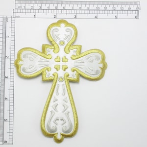 Cross Iron On Patch Embroidered Applique - Sacred Heart 2 colors 2 sizes