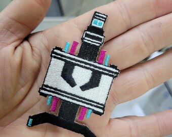 Robot Iron On Patch, Embroidered Rayon Threads