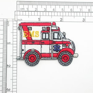 EMS Paramedic Ambulance Iron On Patch Applique  Measures 2 3/4&quot; across x 1 7/8&quot; tall