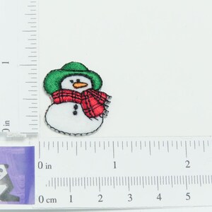 5 x 1&quot; Snow Man Patch - Bumpkin Hat & Scarf -  Iron On Appliques