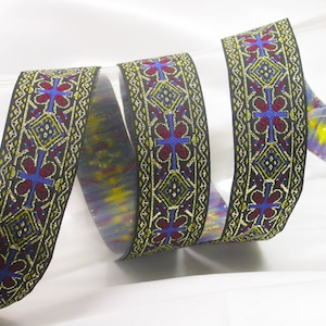 Jacquardborte 33 mm Schwarz Gold Rot Blau