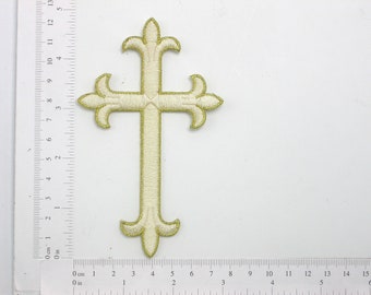 Latin Cross Patch Embroidered Iron On Applique - 4 3/4" x 2 7/8" (121mm x 73mm) Fully