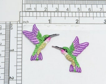 Small Hummingbird Iron On Applique Left Pair