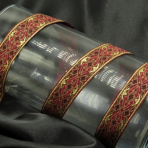 Jacquard Borte Rot Gold 22mm Metallic Mittelalterlich Als Meterware erhältlich