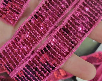 Sequin Trim 7/8" wide 20mm Fuchsia Pink 7 yards