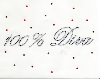 100% Diva Rhinestud Applique – Silver and Red, Iron On Transfer