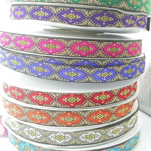 Jacquard Ribbon 1&quot; Regency Floral Priced Per 3 yards & Up  Woven Jacquard Ribbon with Metallic  8 colorways