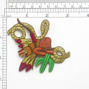 Cowboy Hat Lasso & Cactus Patch Embroidered Iron On Applique