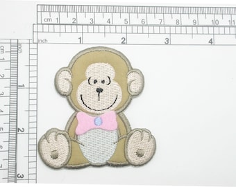 Monkey Embroidered Applique Patch - Iron On, Nursery Decor
