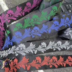 Centaurea Thistle Floral Woven Jacquard Ribbon 1 5/8" 38mm *Colors* Priced Per Yard