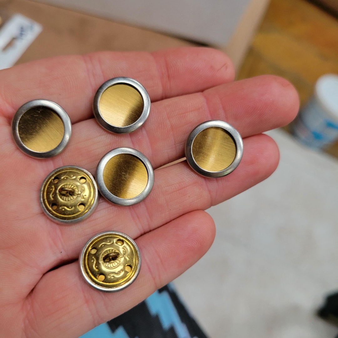 Set of 6 Metal Brushed Satin Buttons With Shank 16.5 Mm - Etsy