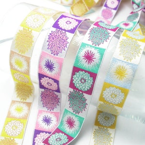 Jacquardband 25mm 1,5 cm (25mm) Blooming Blocks 9 mtrs