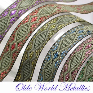 Jacquardband 5/8&quot; (15,8MM) Old World Metallics Wahl von 6 Farben Polyester 3 Meter