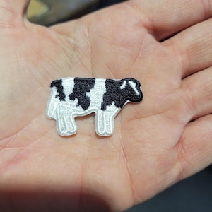 Dairy Cow Patch Iron on Embroidered Applique 1 1/2" x 1"