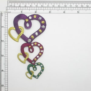 Heart Patch String 4 1/2&quot; Embroidered Iron On Applique