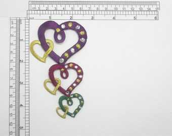 Heart Patch String 4 1/2" Embroidered Iron On Applique