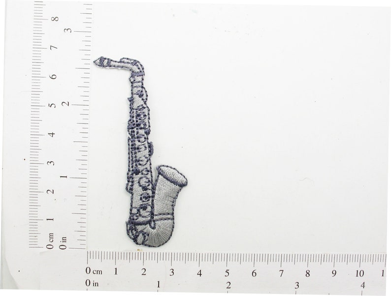 Saxophone Patch Embroidered Iron on Patch Applique Silver Etsy