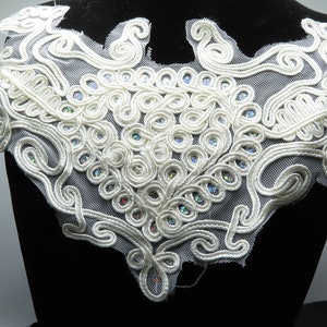 Off white sparkle yoke applique with holo sequins  11&quot; x  7 1/2&quot;