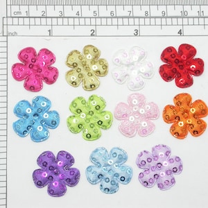 10 x Daisy 1 &quot;met pailletten Iron On Patch Appliques