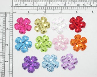 10 x Daisy 1" with sequins Iron On Patch Appliques