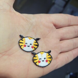 Tiger Face 2 pieces Mini  Embroidered Iron On Patch Applique